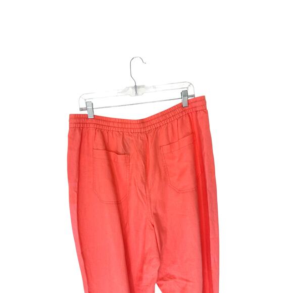 J.Crew New Seaside Pant Pink Pull On Linen Blend Relaxed Straight Leg Large - Picture 7 of 12